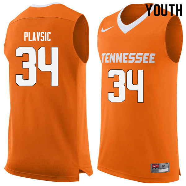 Youth #34 Uros Plavsic Tennessee Volunteers College Basketball Jerseys Sale-Orange